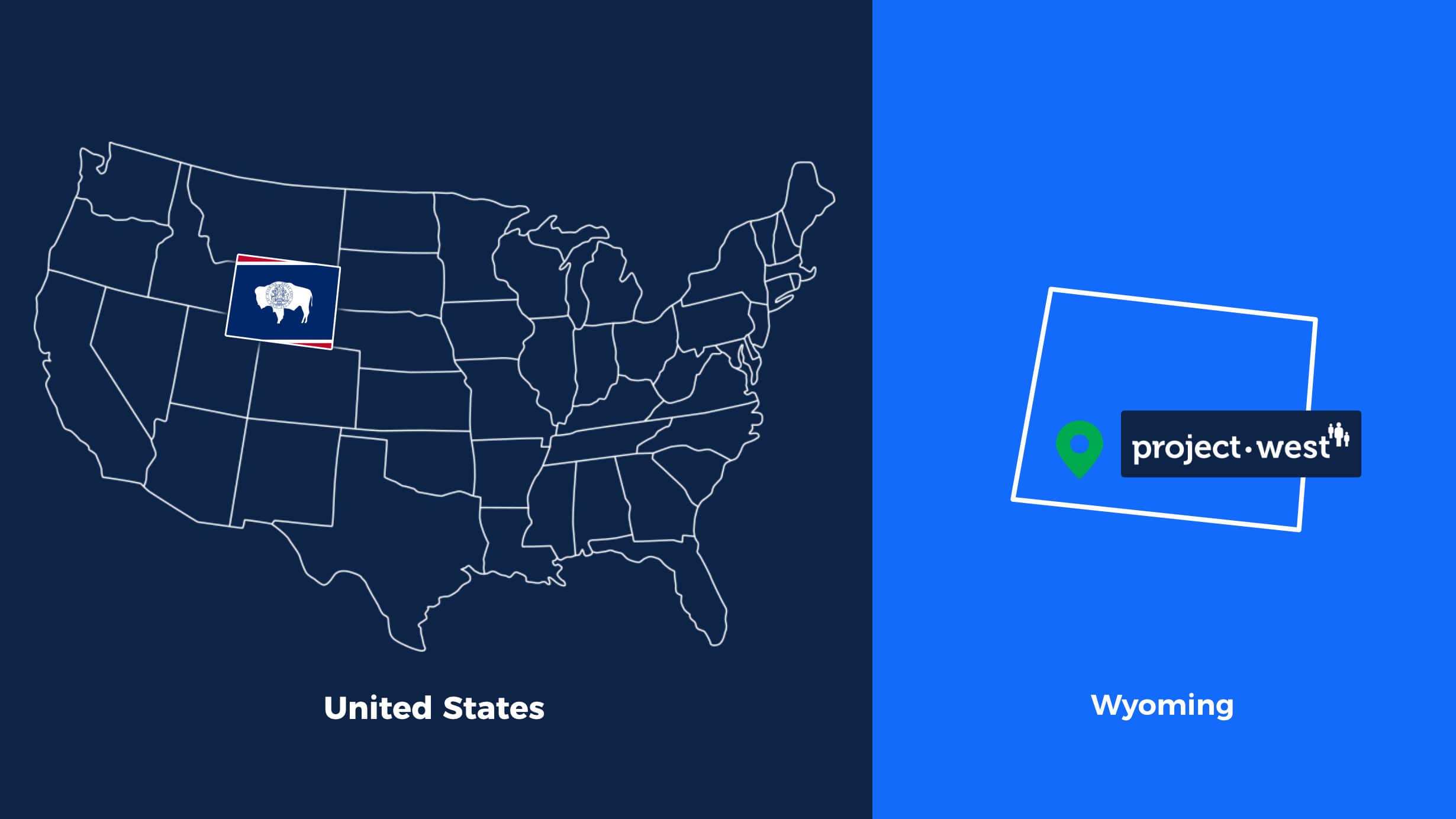USA map with Wyoming flag Project West location WE Soda Group